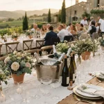 Vins de mariage à Toulouse, table de réception avec champagne et vins